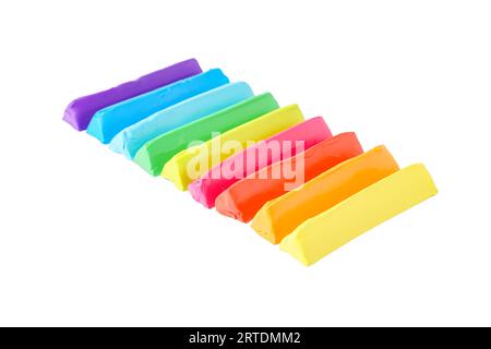 Set of colorful play dough on white background Stock Photo