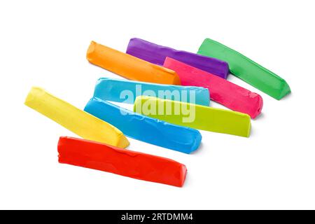 Set of colorful play dough on white background Stock Photo