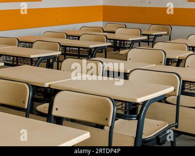 Classroom in background without ,No student or teacher . modern classroom environment. High quality photo Stock Photo