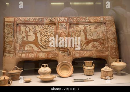 Ancient Minoan tomb on display in the museum. Stock Photo