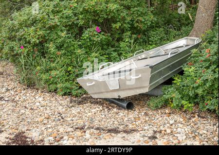 An Aluminium Fishing Boat at the Shore Stock Photo - Image of