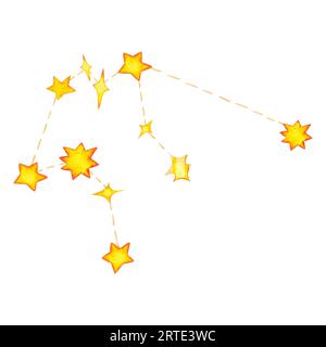 Aquarius constellation. Watercolour Zodiac Sign. Yellow stars. Hand drawn illustration isolated on white Stock Photo