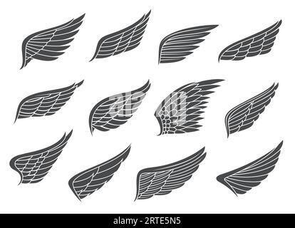 Heraldic Angel Wings Icons With Isolated Black Wings Of Fallen Angels With  Spiky And Curved Feathers. Heraldry, Tattoo Or Jewelery Design Royalty Free  SVG, Cliparts, Vectors, and Stock Illustration. Image 61439571.