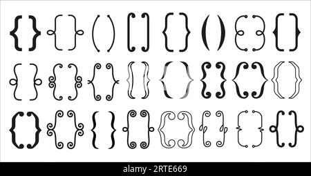 Brace bracket. Curly brackets icons. Vintage calligraphic typographic By  Microvector