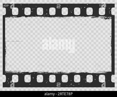 Grunge movie film strip, vintage filmstrip frame, vector old photo