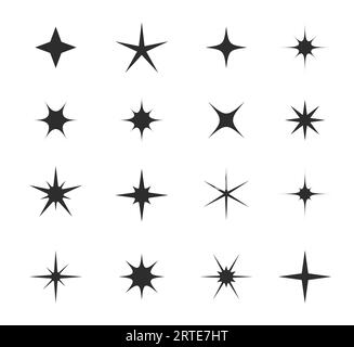 Sparkle, star burst and twinkle icons. Shine, glitter, flash or flare vector light effects of bright stars with glowing rays and sparks. Isolated signs of magic twinkles, starburst explosion, firework Stock Vector