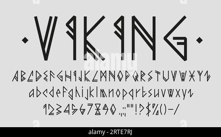 Viking font alphabet letters, Nordic runes type or Scandinavian gothic typeface, vector signs. Medieval Viking warriors font or Norse German runic typography and Celtic tribal script typeset Stock Vector
