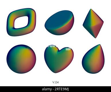 3D realistic render geometric figures. Matte green design elements. Colorful vector decorative shapes. Crystal, Sphere, Semicircle, Heart, drop. Vecto Stock Vector