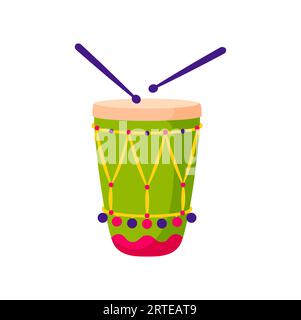 Djembe drum Brazilian instrument color icon. Vector African drum, goblet jembe, retro music tool, percussion instrument barranquilla holiday object Stock Vector