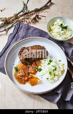 Beef roulade with mashed potatoes Stock Photo
