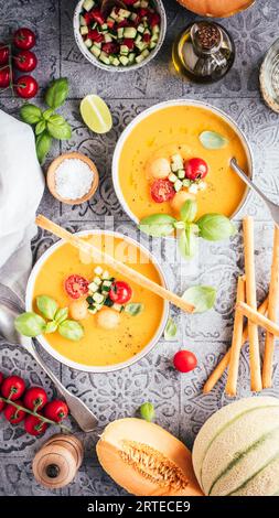 Cantaloupe gazpacho Stock Photo