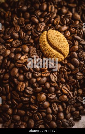 Coffee beans and coffee biscuits Stock Photo