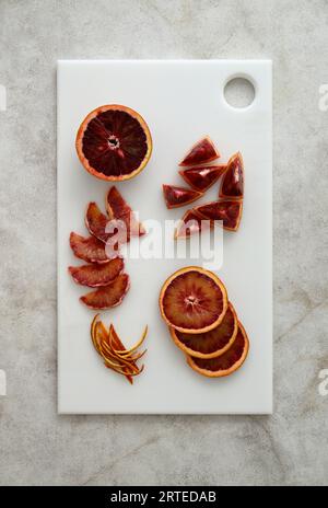 Blood orange slicing options Stock Photo