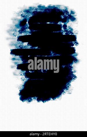 Blue watercolor stain, on white background isolated. Hand-drawn blot on white background isolated. Stock Photo
