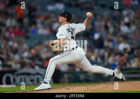 Detroit Tigers relief pitcher Beau Brieske (4) aims a pitch during the  first inning of a baseball game against the Miami Marlins, Saturday, July  29, 2023, in Miami. (AP Photo/Marta Lavandier Stock