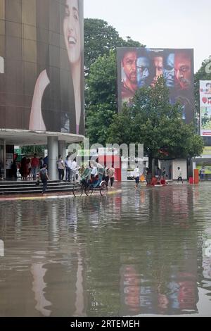 After continuous rain for 1 hour, water freezes in Jigatola & people's travel became very difficult. Dhaka, Bangladesh. 11th Sep, 2023. (Photo by Md. Saiful Amin/Pacific Press/Sipa USA) Credit: Sipa USA/Alamy Live News Stock Photo