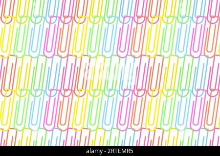 Vector endless pattern of bright colorful paper clips in trendy shades. School and office stationery. Abstract background texture for banner, greetings or invitations. Administrative Professionals Day Stock Vector