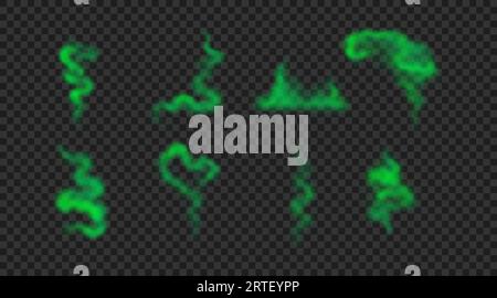 Set of stink clouds isolated on transparent background. Stock Vector