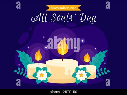All Souls Day Vector Illustration to Commemorate All Deceased Believers in the Christian Religion with Candles in Flat Cartoon Background Design Stock Vector