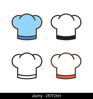 chef hat icon in 4 style: flat, glyph, outline, duotone Stock Vector