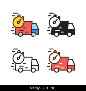 delivery icon in 4 style: flat, glyph, outline, duotone Stock Vector