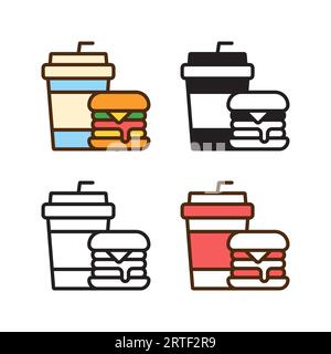 fast food icon in 4 style: flat, glyph, outline, duotone Stock Vector