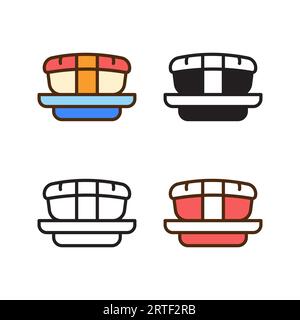 sushi icon in 4 style: flat, glyph, outline, duotone design Stock Vector