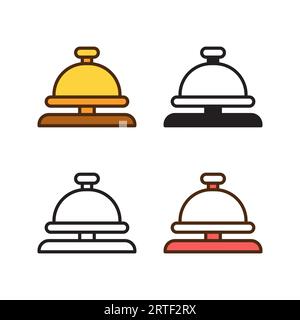 reception bell icon in 4 style: flat, glyph, outline, duotone Stock Vector