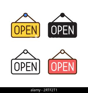 open sign icon in 4 style: flat, glyph, outline, duotone Stock Vector