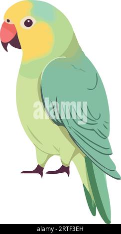 Colorful macaw perched on branch, feathers spread Stock Vector