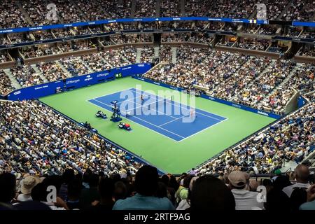 Arthur Ashe Stadiium at the USTA Billie Jean King National Tennis Center during the 2023 US Open Tennis Women's Singles Finals between Coco Gauff (USA Stock Photo