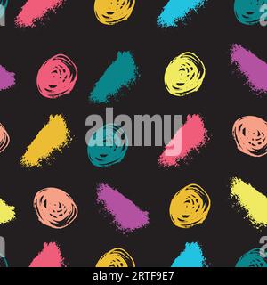 circle brush simple black background seamless pattern vector Stock Vector