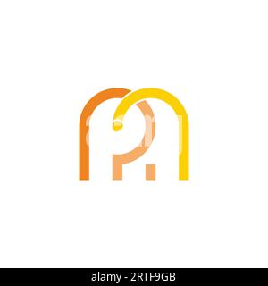 letter pm colorful yellow loop logo vector Stock Vector