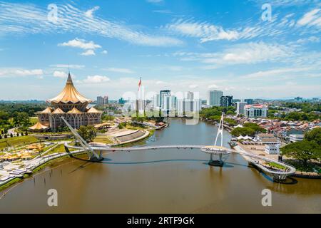 scenery of the waterfront of Sarawak river in Kuching, Sarawak, east Malaysia Stock Photo
