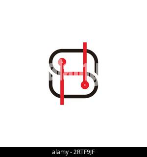 letter sh simple colorful line geometric logo vector Stock Vector