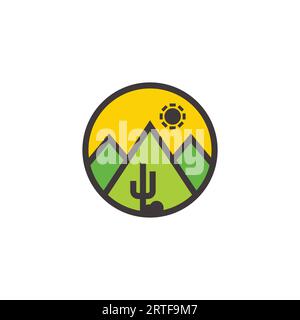 circle colorful geometric cactus logo vector Stock Vector