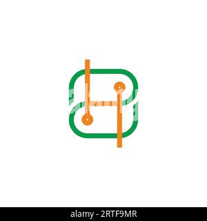 letter zh simple colorful line geometric logo vector Stock Vector