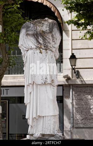 Aix-Les-Bains, France. 6th June, 2023. A headless  female statue in peplos in Aix-les-Bains, Savoie, France. Stock Photo