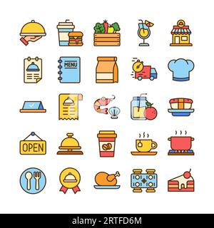 Food and restaurant icon set in flat style Stock Vector