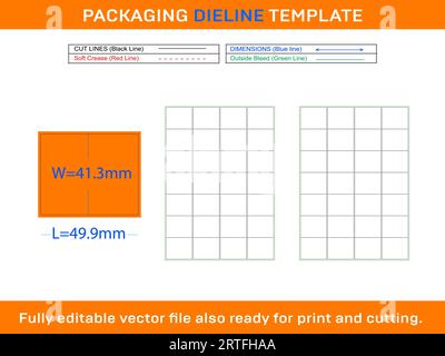 28 Adhesive Address Labels Die line Template 49.9 x 41.3mm Stock Vector