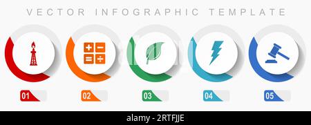 Fuel and energy icon set, miscellaneous icons such as oil and gas, calculator, leaf, bolt and auction, flat design vector infographic template, web bu Stock Vector