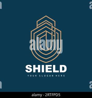 Shield Logo, Safe And Strong Security Vector, Design, Protection Simple Style, Template Brand Icon Stock Vector