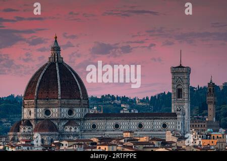 Cathedral of Saint Mary of the Flower at sunrise Stock Photo