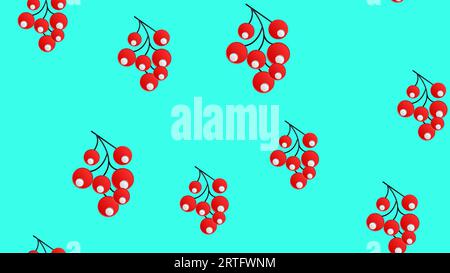 Abstract holly berries Christmas seamless vector pattern. Stylized Rowan berry branches repeating background. Vector. Stock Vector