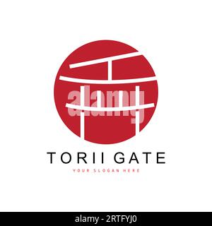 Torii Gate Logo, Japanese Building Design, China Icon Vector, Illustration Template icon Stock Vector