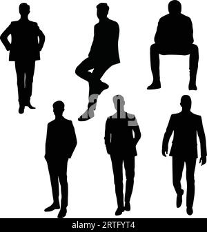 Man silhouette set or group vector Stock Vector