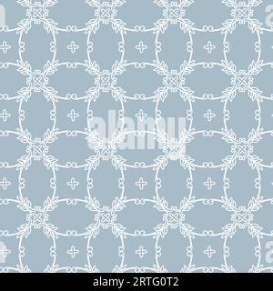 Azulejos blue and yellow seamless pattern, Protugal style for surface design. Vector illustration for textile or wallpaper Stock Vector