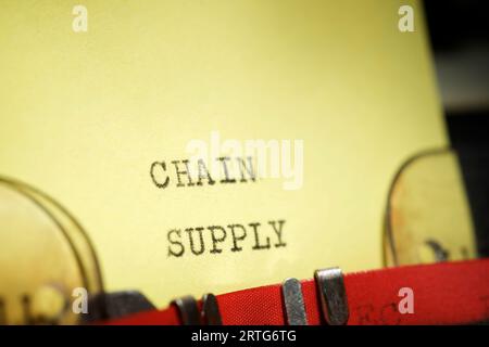 Chain supply text written with a typewriter. Stock Photo