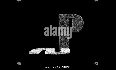 3D PlayStation logo on black background. Games and Entertainment concept. Entertainment industry. Business advertising backdrop. For title, text Stock Photo