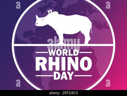 World Rhino Day. Holiday concept. Template for background, banner, card, poster with text inscription. Vector illustration. Stock Vector